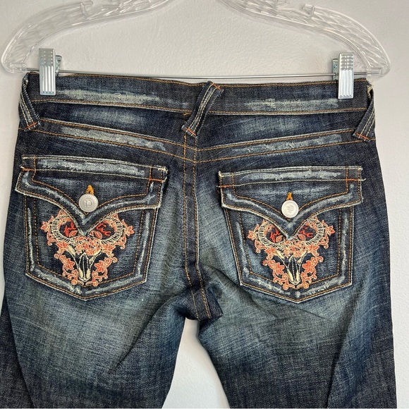 Plastic by Gly Bootcut Y2K Distressed Jeans Western Sz 27 Low Rise Snap Pocket - Picture 13 of 16